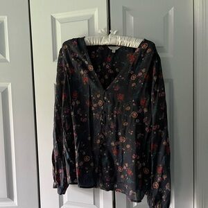 Lucky brand cotton voile blouse with button detail